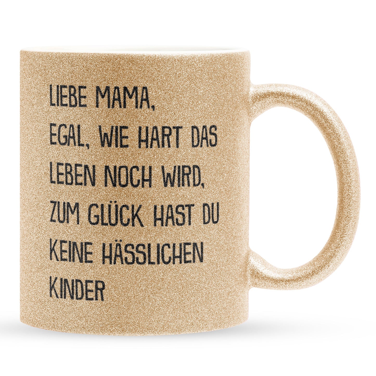 22Feels® Mama Geschenk - Glitzertasse mit Spruch (Gold, 320ml)-Glitzertasse Gold 320ml-22Feels