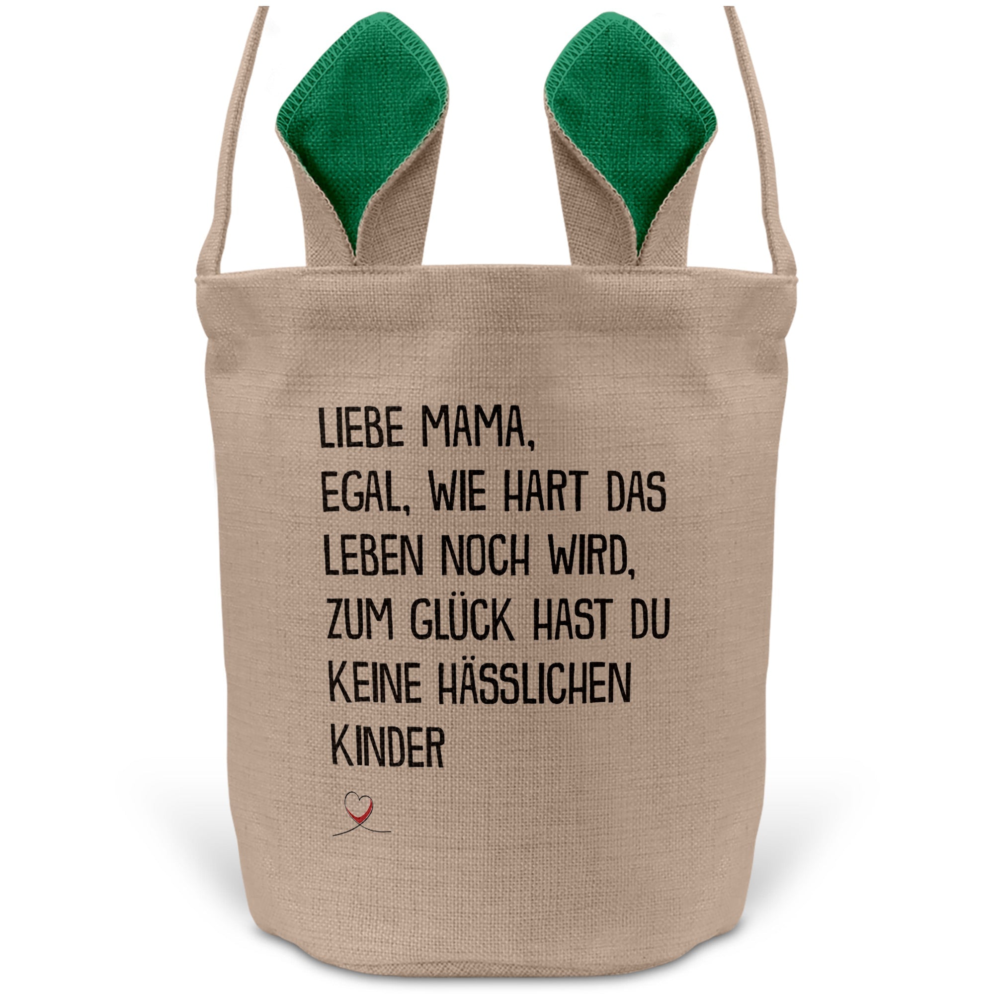 22Feels® Mama Osterkorb Mutter mit Henkel Ostergeschenk Tragetasche Ostern Deko Osternest Körbchen Hasenohren (Beige/Grün)-Ostern Tragetasche-22Feels