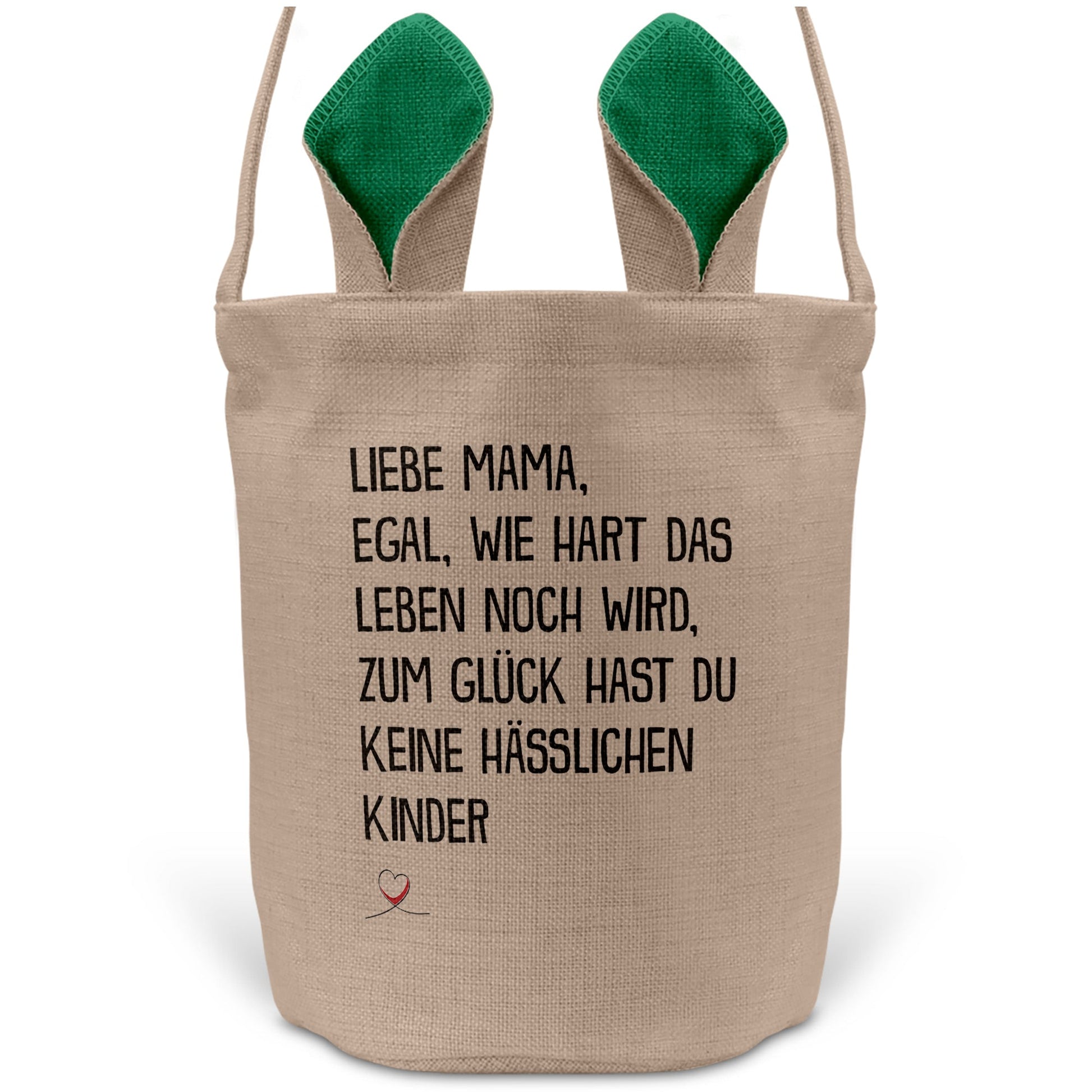 22Feels® Mama Osterkorb Mutter mit Henkel Ostergeschenk Tragetasche Ostern Deko Osternest Körbchen Hasenohren (Beige/Grün)-Ostern Tragetasche-22Feels