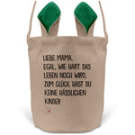 22Feels® Mama Osterkorb Mutter mit Henkel Ostergeschenk Tragetasche Ostern Deko Osternest Körbchen Hasenohren (Beige/Grün)-Ostern Tragetasche-22Feels