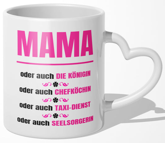 22Feels® Geschenk für Mamas - Tasse mit Spruch: Königin (Herzhenkel, Weiss, 320ml)-Tasse Weiss Herzhenkel 320ml-22Feels