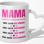22Feels® Geschenk für Mamas - Tasse mit Spruch: Königin (Herzhenkel, Weiss, 320ml)-Tasse Weiss Herzhenkel 320ml-22Feels