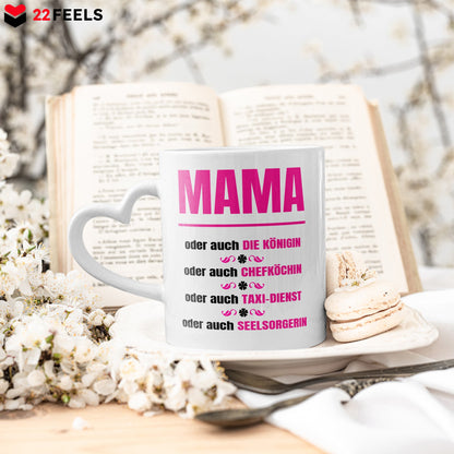 22Feels® Geschenk für Mamas - Tasse mit Spruch: Königin (Herzhenkel, Weiss, 320ml)-Tasse Weiss Herzhenkel 320ml-22Feels