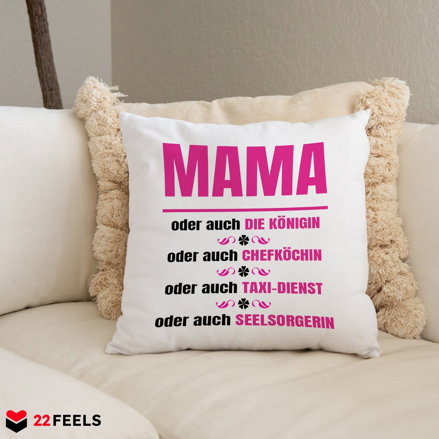 22Feels® Mama Geschenk - Kissen mit Spruch (Weiss 40x40cm)-Kissen Weiss 40x40-22Feels