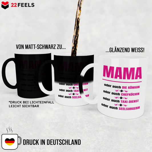 22Feels® Mama Geschenk - Zaubertasse mit Spruch (Matt-Schwarz und Weiss, 320ml)-Farbwechsel Tasse Matt 320ml-22Feels