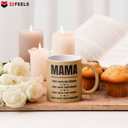 22Feels® Mama Geschenk - Glitzertasse mit Spruch (Gold, 320ml)-Glitzertasse Gold 320ml-22Feels