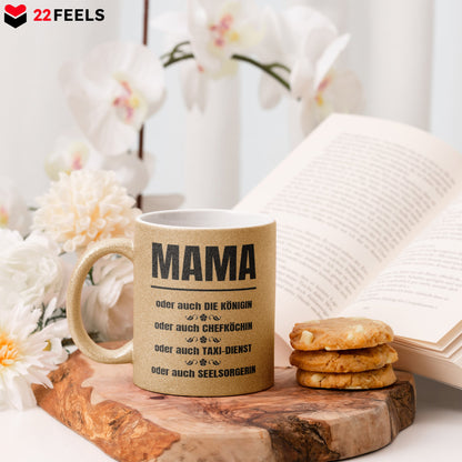 22Feels® Mama Geschenk - Glitzertasse mit Spruch (Gold, 320ml)-Glitzertasse Gold 320ml-22Feels