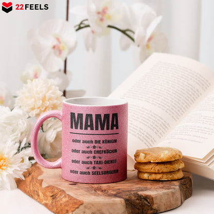 22Feels® Mama Geschenk - Glitzertasse mit Spruch (Pink, 320ml)-Glitzertasse Pink 320ml-22Feels