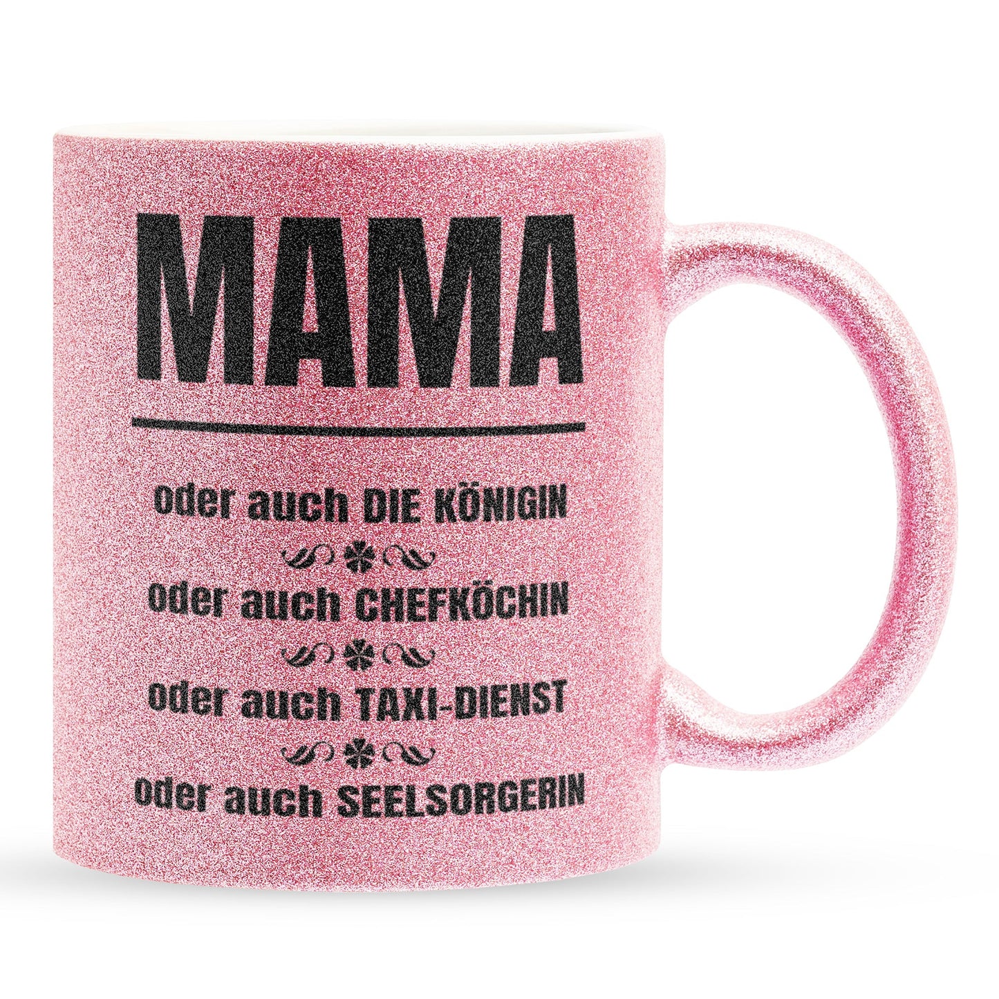 22Feels® Mama Geschenk - Glitzertasse mit Spruch (Pink, 320ml)-Glitzertasse Pink 320ml-22Feels