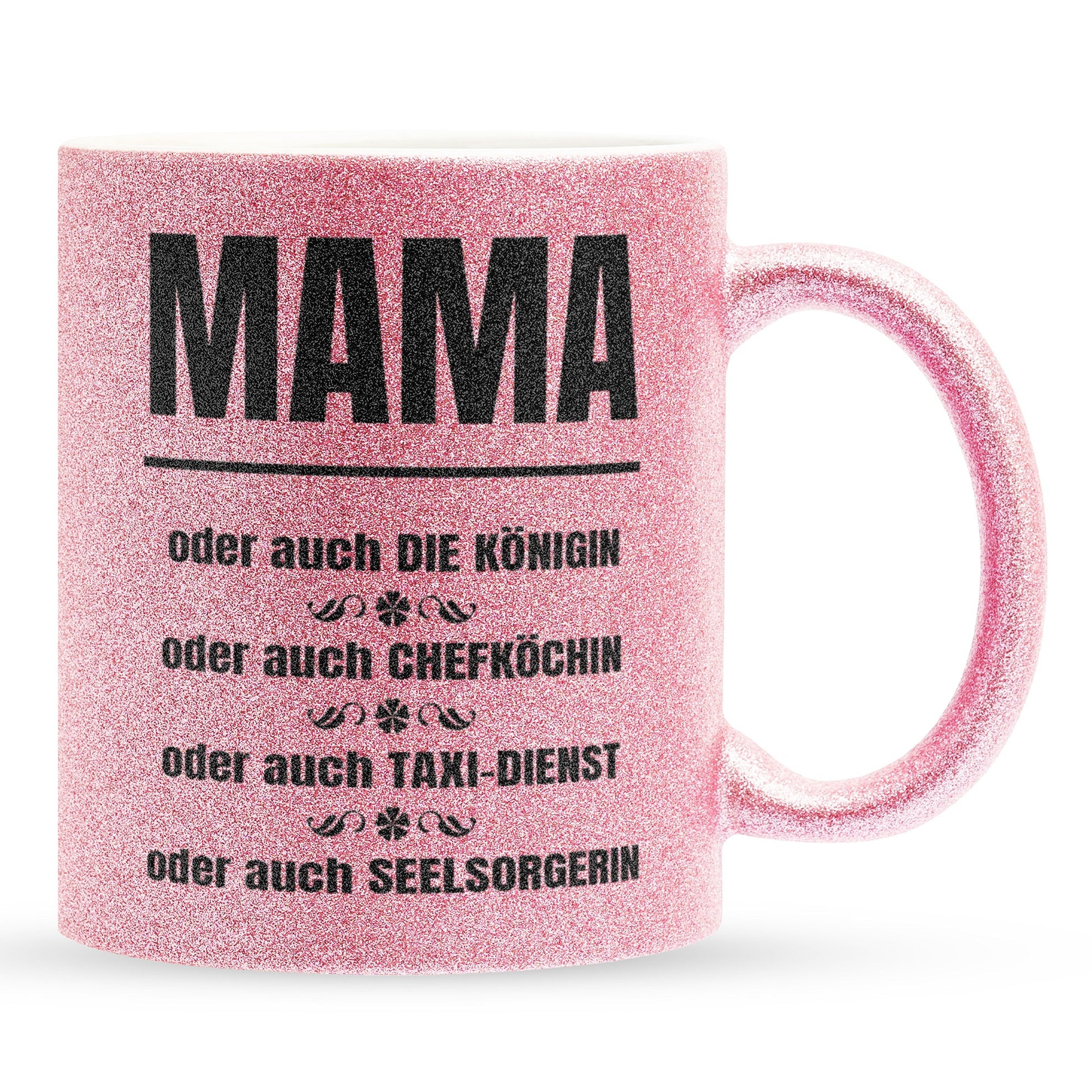 22Feels® Mama Geschenk - Glitzertasse mit Spruch (Pink, 320ml)-Glitzertasse Pink 320ml-22Feels