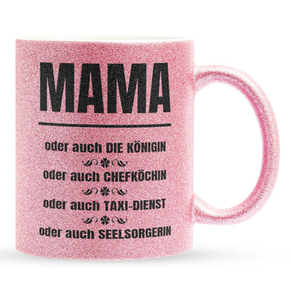 22Feels® Mama Geschenk - Glitzertasse mit Spruch (Pink, 320ml)-Glitzertasse Pink 320ml-22Feels