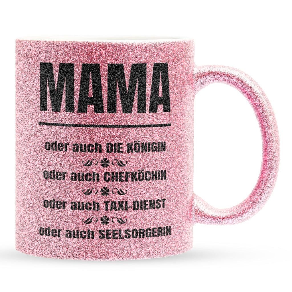 22Feels® Mama Geschenk - Glitzertasse mit Spruch (Pink, 320ml)-Glitzertasse Pink 320ml-22Feels