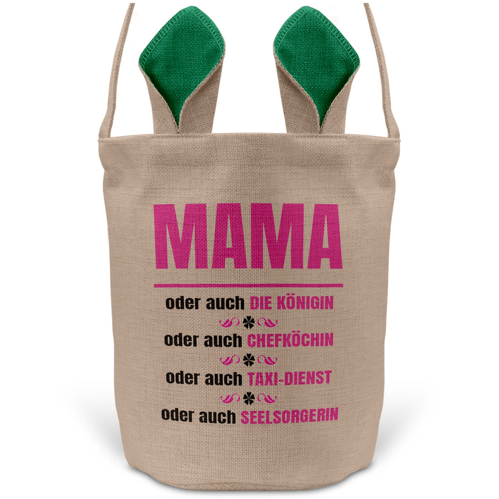 22Feels® Mama Osterkorb Mutter mit Henkel Ostergeschenk Tragetasche Ostern Deko Osternest Körbchen Hasenohren (Beige/Grün)-Ostern Tragetasche-22Feels