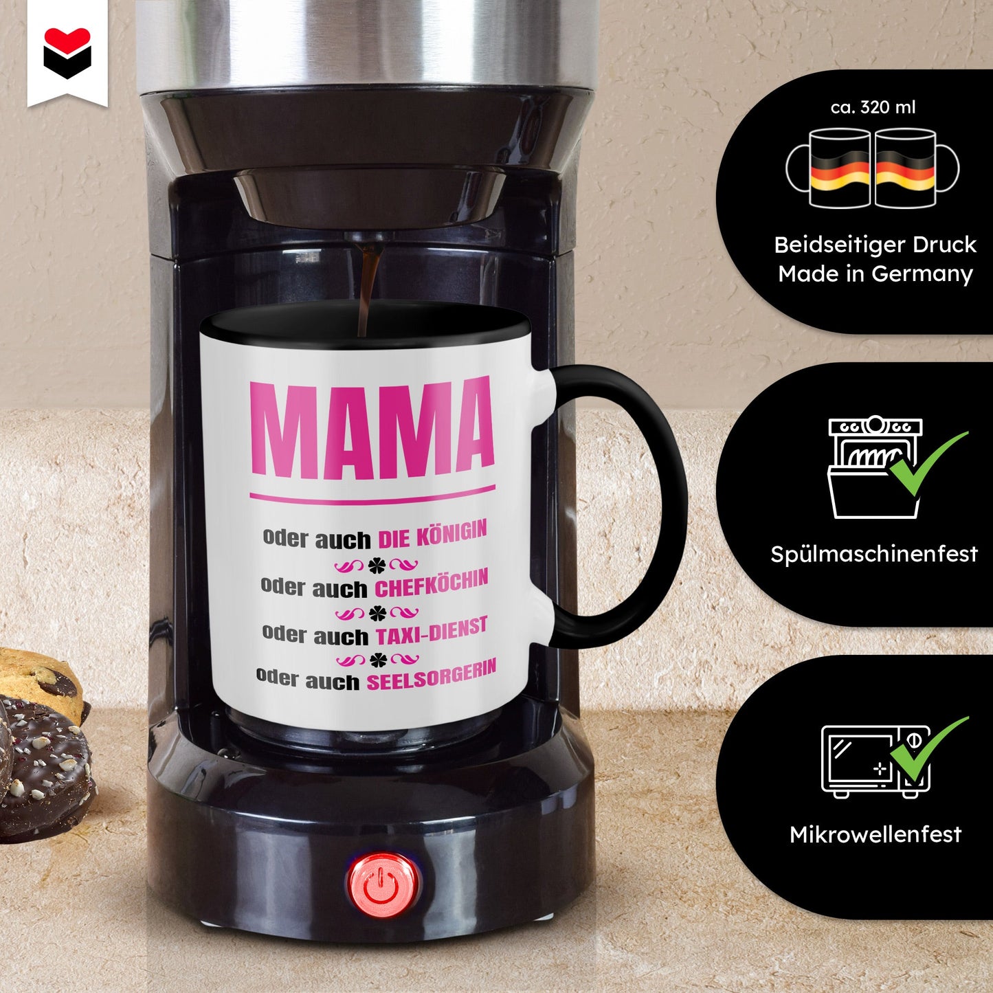 22Feels® Mama Geschenk - Tasse mit Spruch (Weiss-Schwarz, 320ml)-TwoTone Tasse Weiss-Schwarz 320ml-22Feels