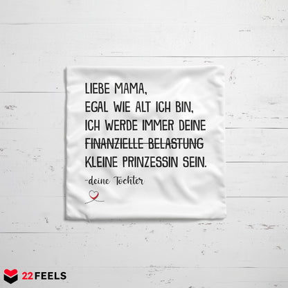 22Feels® Mama Geschenk von der Tochter - Kissen mit Spruch (Weiss 40x40cm)-Kissen Weiss 40x40-22Feels