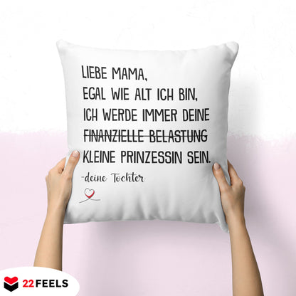 22Feels® Mama Geschenk von der Tochter - Kissen mit Spruch (Weiss 40x40cm)-Kissen Weiss 40x40-22Feels