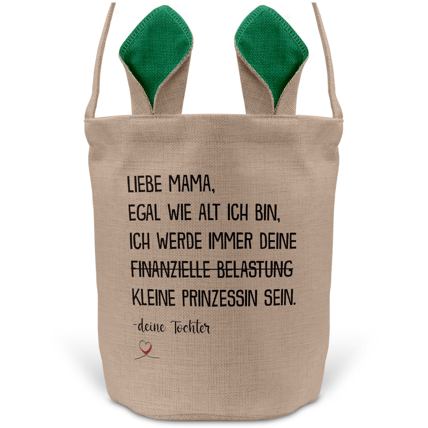 22Feels® Mama Osterkorb von Tochter Mutter mit Henkel Ostergeschenk Tragetasche Ostern Deko Osternest Körbchen Hasenohren (Beige/Grün)-Ostern Tragetasche-22Feels