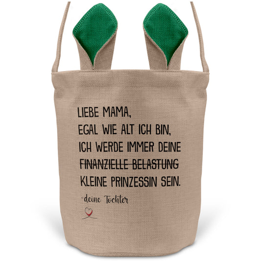 22Feels® Mama Osterkorb von Tochter Mutter mit Henkel Ostergeschenk Tragetasche Ostern Deko Osternest Körbchen Hasenohren (Beige/Grün)-Ostern Tragetasche-22Feels