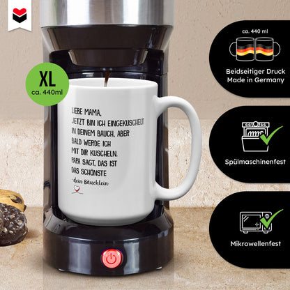 22Feels® Schwangerschaftsgeschenk Werdende Mama - XL Tasse mit Spruch (Weiss, 440ml)-Weisse XL Tasse 440ml-22Feels
