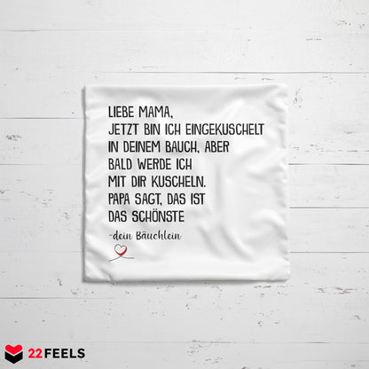 22Feels® Frauen Schwangerschaft Geschenk für werdende Mamas - Kissen mit Spruch (Weiss 40x40cm)-Kissen Weiss 40x40-22Feels