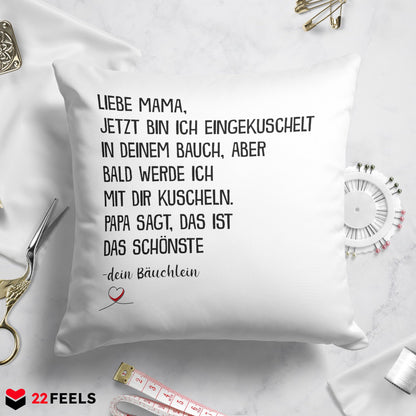 22Feels® Frauen Schwangerschaft Geschenk für werdende Mamas - Kissen mit Spruch (Weiss 40x40cm)-Kissen Weiss 40x40-22Feels