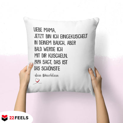 22Feels® Frauen Schwangerschaft Geschenk für werdende Mamas - Kissen mit Spruch (Weiss 40x40cm)-Kissen Weiss 40x40-22Feels