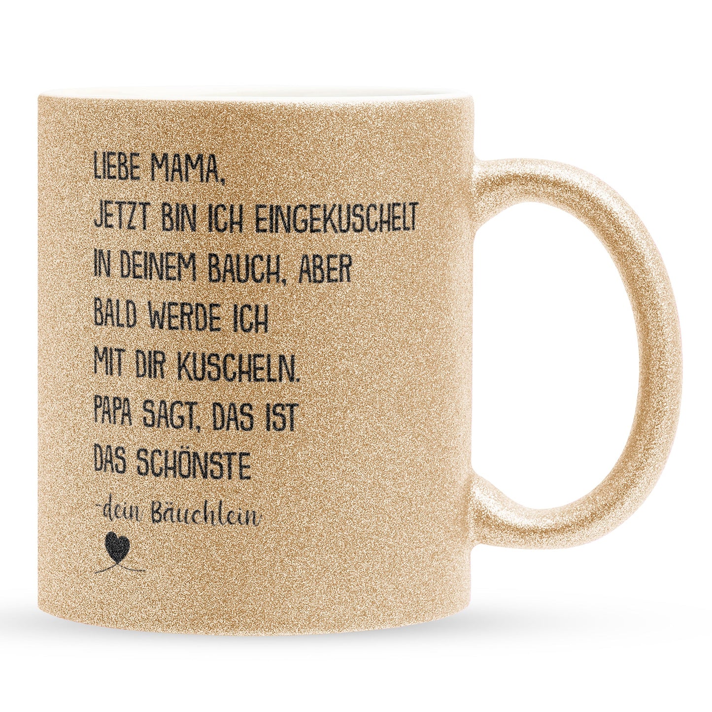 22Feels® Schwangerschaftsgeschenk Werdende Mama - Glitzertasse mit Spruch (Gold, 320ml)-Glitzertasse Gold 320ml-22Feels