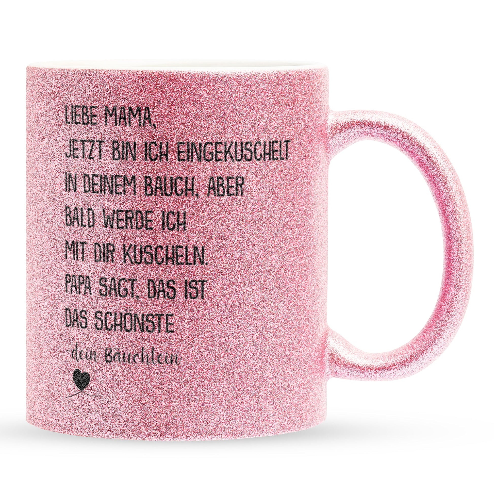 22Feels® Schwangerschaftsgeschenk Werdende Mama - Glitzertasse mit Spruch (Pink, 320ml)-Glitzertasse Pink 320ml-22Feels
