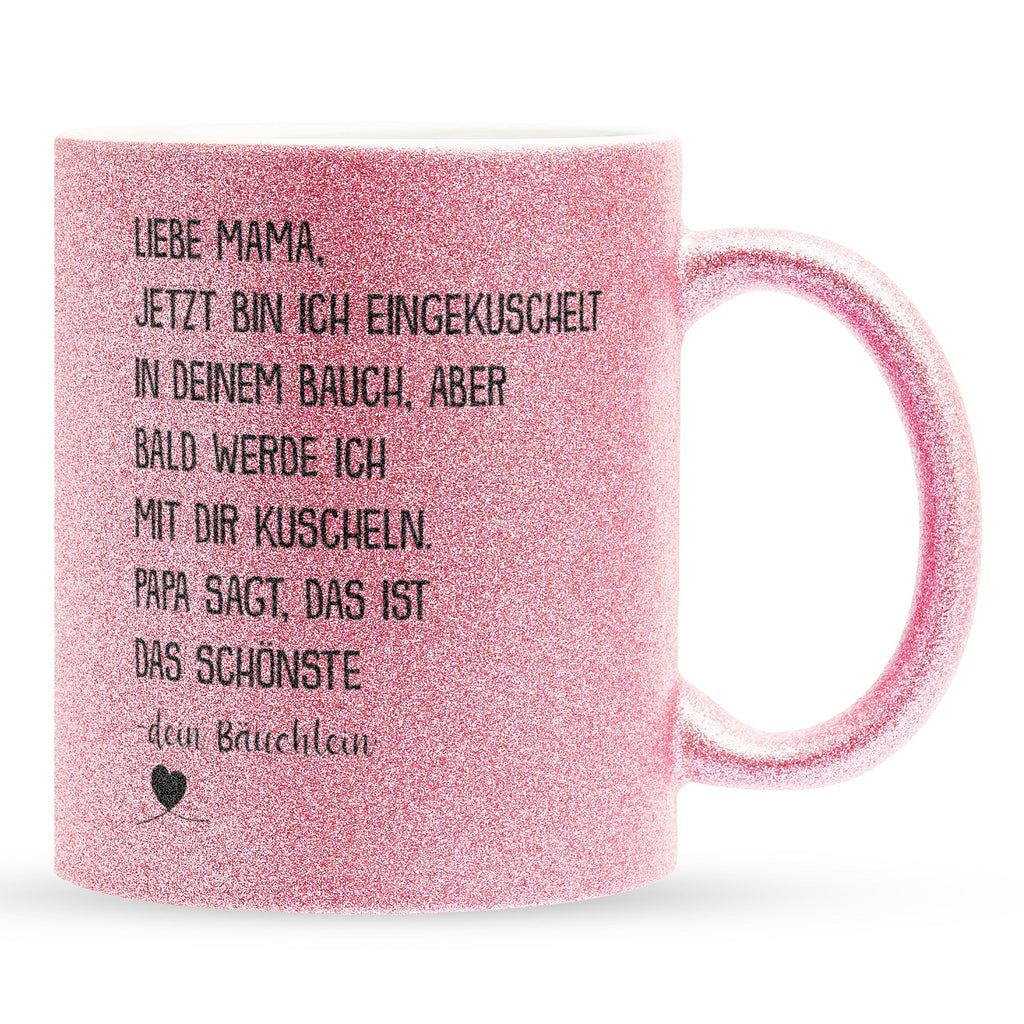 22Feels® Schwangerschaftsgeschenk Werdende Mama - Glitzertasse mit Spruch (Pink, 320ml)-Glitzertasse Pink 320ml-22Feels
