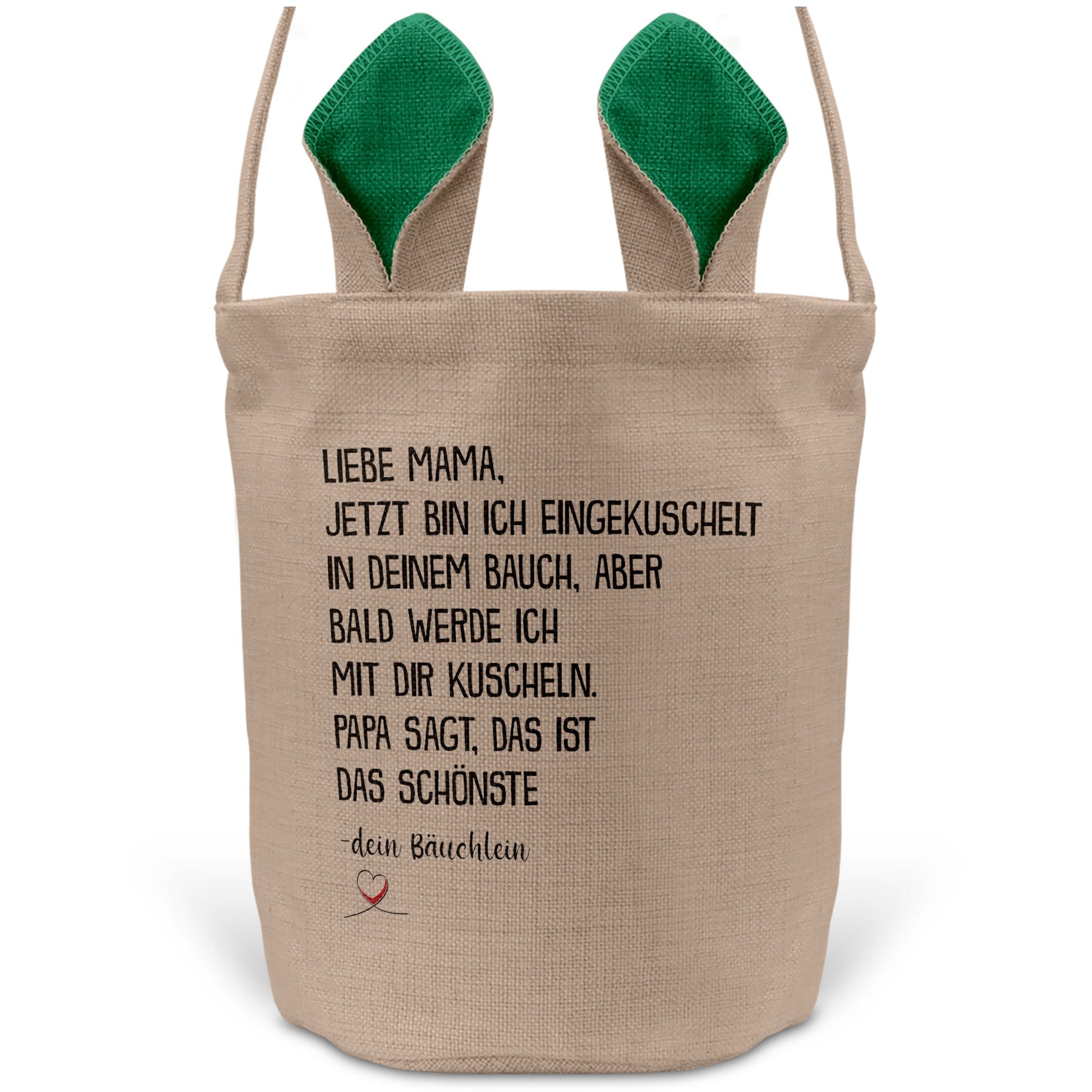 22Feels® Werdende Mama Schwangerschaft Ostern Osterkorb mit Henkel Ostergeschenk Tragetasche Ostern Deko Osternest Körbchen Hasenohren (Beige/Grün)-Ostern Tragetasche-22Feels