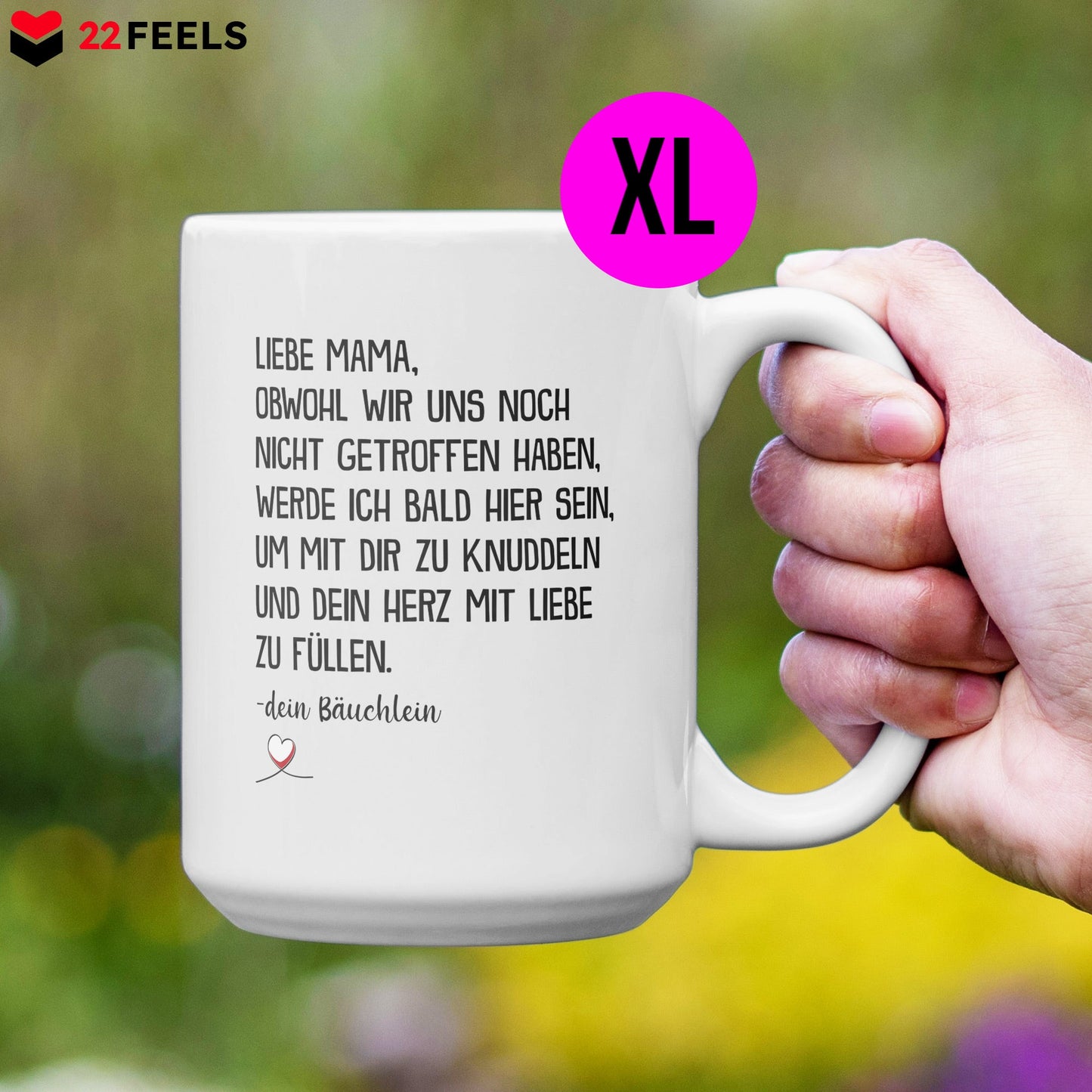 22Feels® Schwangerschaftsgeschenk Werdende Mama - XL Tasse mit Spruch (Weiss, 440ml)-Weisse XL Tasse 440ml-22Feels