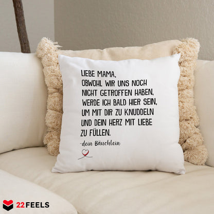 22Feels® Frauen Schwangerschaft Geschenk für werdende Mamas - Kissen mit Spruch (Weiss 40x40cm)-Kissen Weiss 40x40-22Feels