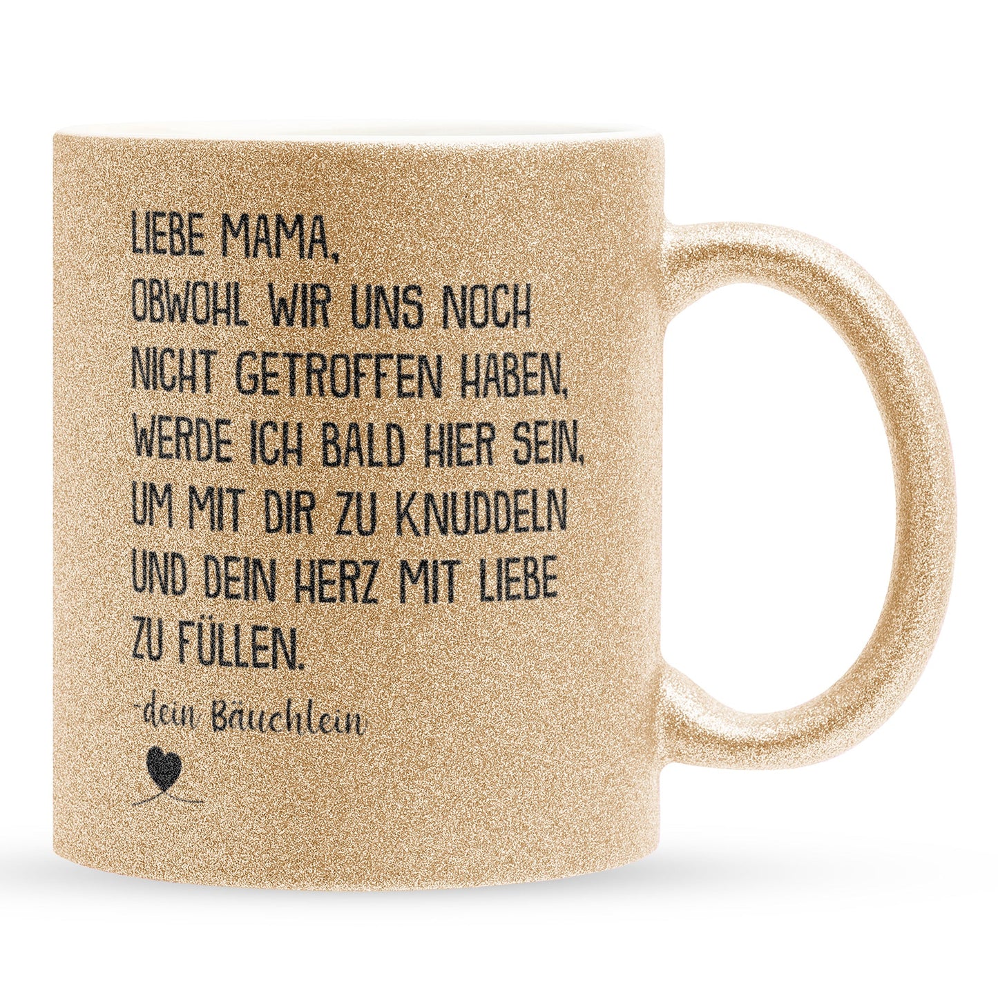 22Feels® Schwangerschaftsgeschenk Werdende Mama - Glitzertasse mit Spruch (Gold, 320ml)-Glitzertasse Gold 320ml-22Feels
