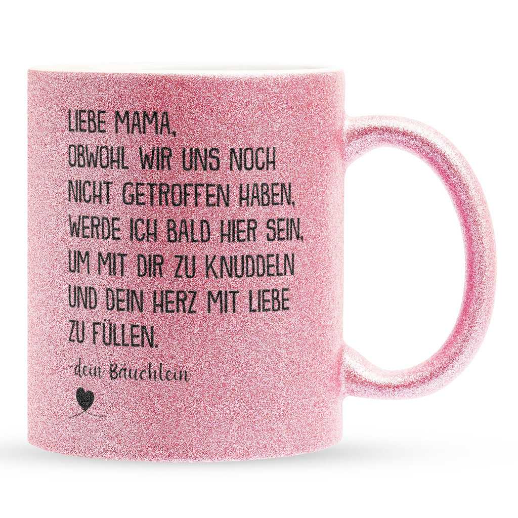 22Feels® Schwangerschaftsgeschenk Werdende Mama - Glitzertasse mit Spruch (Pink, 320ml)-Glitzertasse Pink 320ml-22Feels