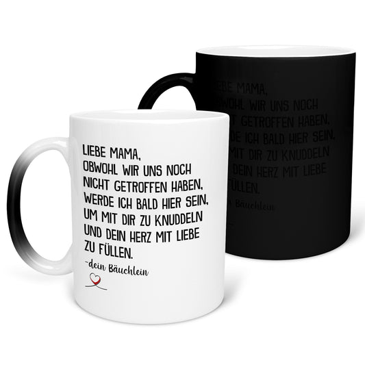 22Feels® Schwangerschaftsgeschenk Werdende Mama - Zaubertasse mit Spruch (Matt-Schwarz und Weiss, 320ml)-Farbwechsel Tasse Matt 320ml-22Feels