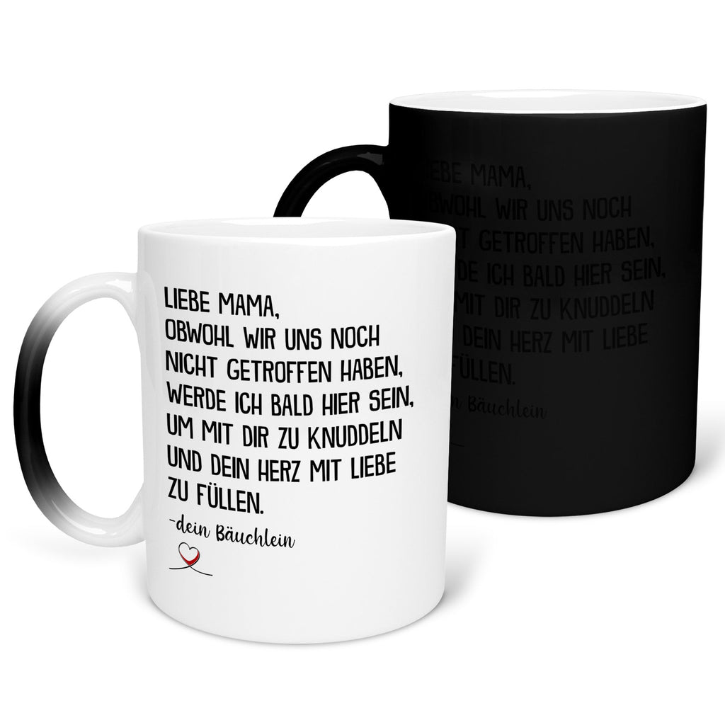 22Feels® Schwangerschaftsgeschenk Werdende Mama - Zaubertasse mit Spruch (Matt-Schwarz und Weiss, 320ml)-Farbwechsel Tasse Matt 320ml-22Feels