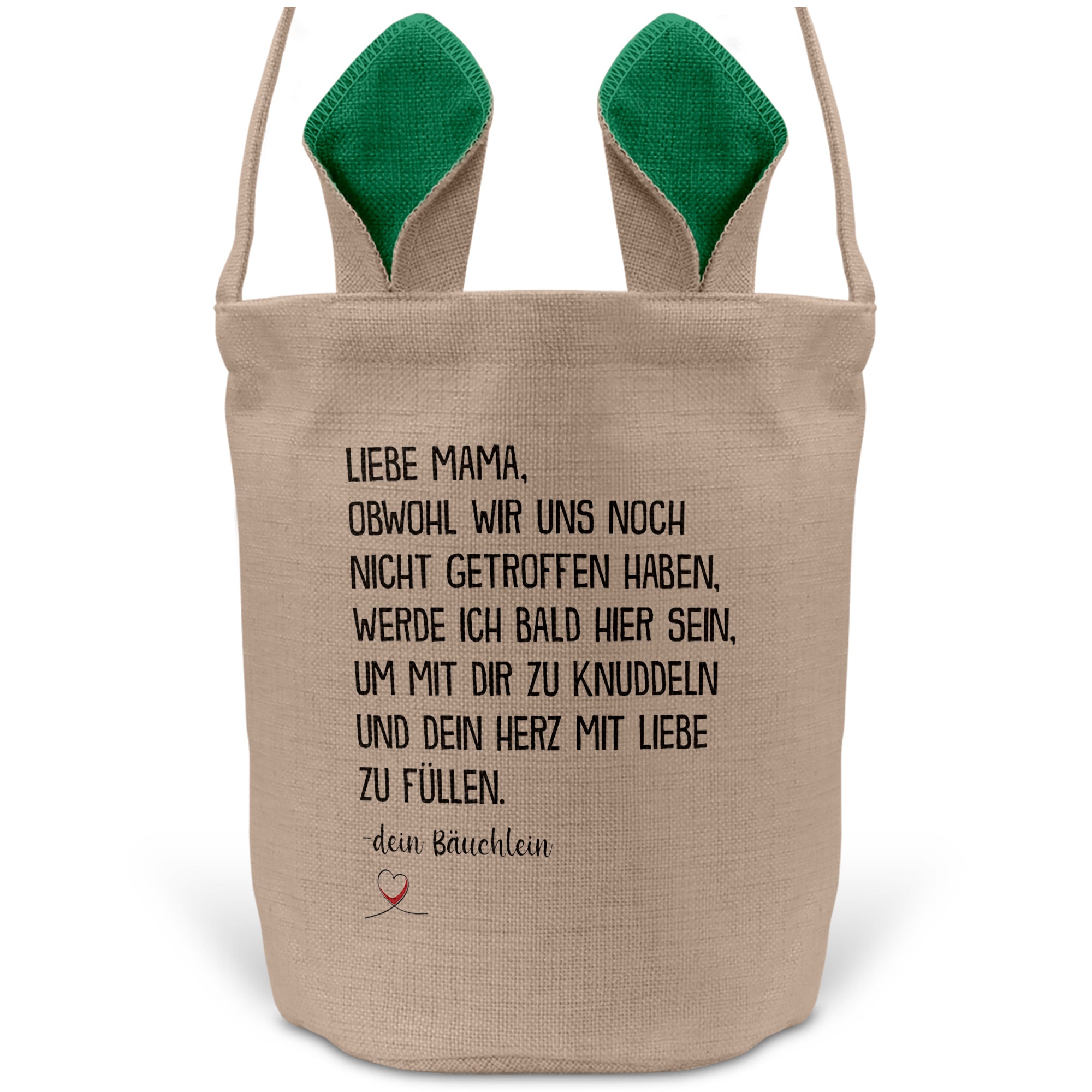22Feels® Werdende Mama Schwangerschaft Ostern Osterkorb mit Henkel Ostergeschenk Tragetasche Ostern Deko Osternest Körbchen Hasenohren (Beige/Grün)-Ostern Tragetasche-22Feels