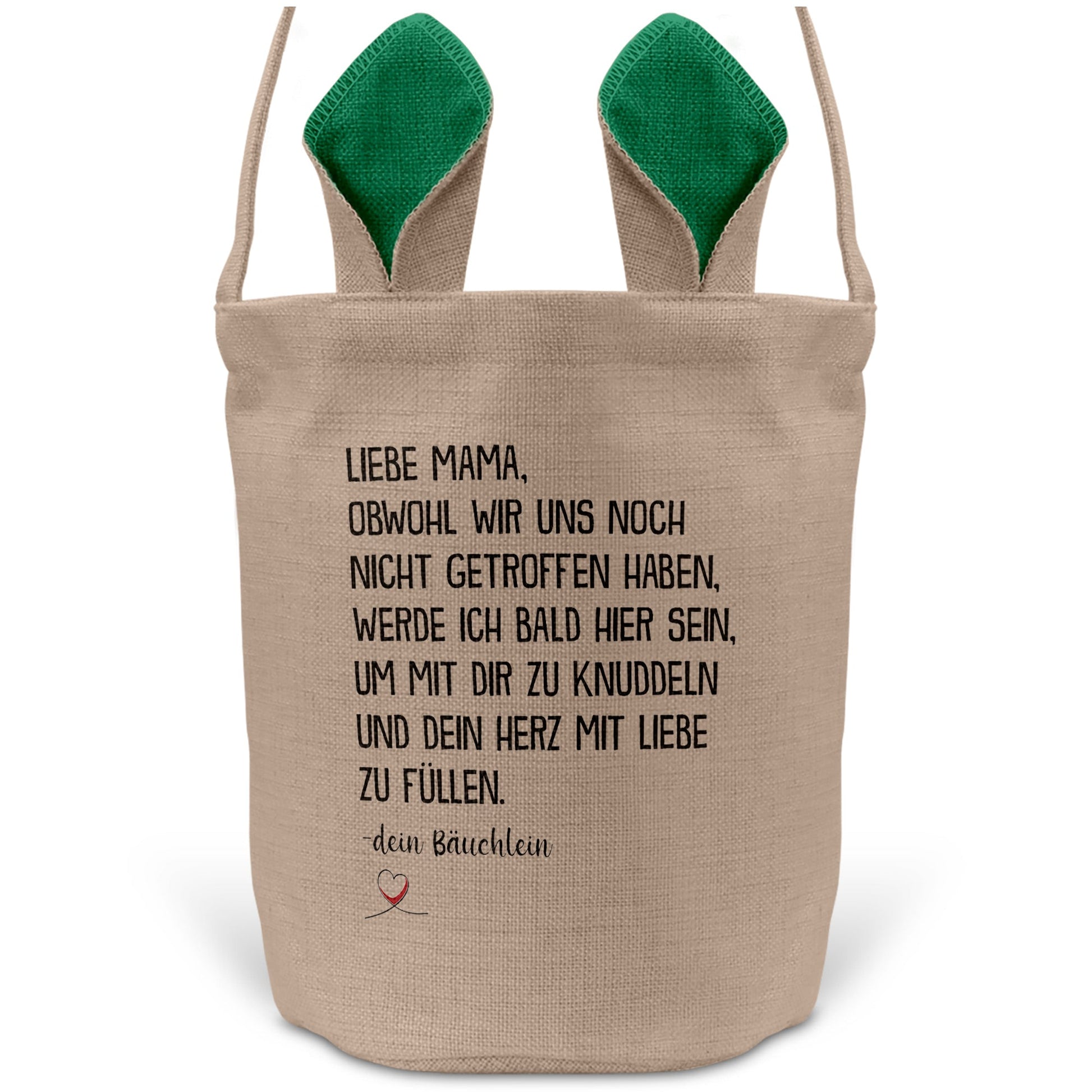 22Feels® Werdende Mama Schwangerschaft Ostern Osterkorb mit Henkel Ostergeschenk Tragetasche Ostern Deko Osternest Körbchen Hasenohren (Beige/Grün)-Ostern Tragetasche-22Feels
