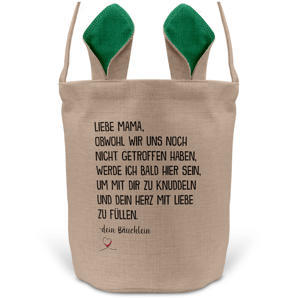 22Feels® Werdende Mama Schwangerschaft Ostern Osterkorb mit Henkel Ostergeschenk Tragetasche Ostern Deko Osternest Körbchen Hasenohren (Beige/Grün)-Ostern Tragetasche-22Feels