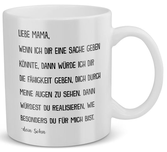 22Feels® Geschenk für Mama von Sohn - Tasse mit Spruch: Wenn Ich Dir Eine Sache Geben Könnte (Weiss, 320ml)-Weisse Tasse 320ml-22Feels