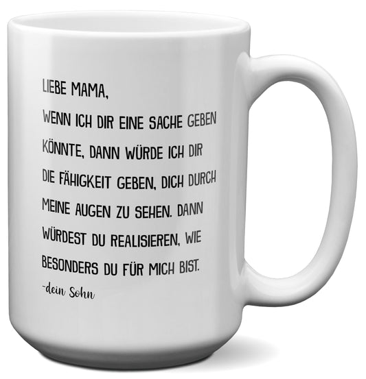 22Feels® Mama Geschenk von Sohn - XL Tasse mit Spruch (Weiss, 440ml)-Weisse XL Tasse 440ml-22Feels