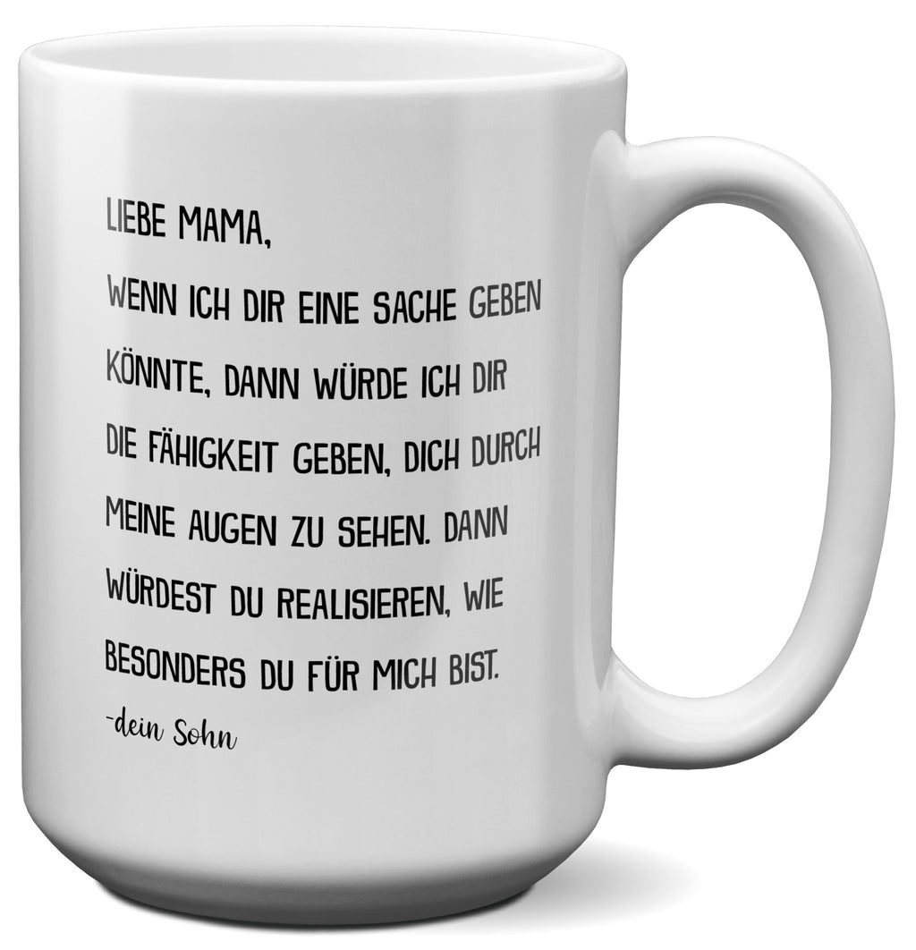 22Feels® Mama Geschenk von Sohn - XL Tasse mit Spruch (Weiss, 440ml)-Weisse XL Tasse 440ml-22Feels
