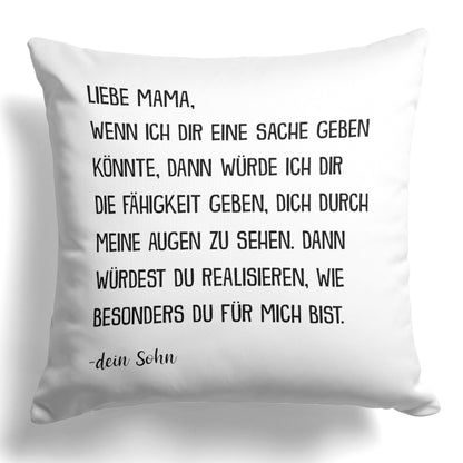 22Feels® Mama Geschenk vom Sohn - Kissen mit Spruch (Weiss 40x40cm)-Kissen Weiss 40x40-22Feels
