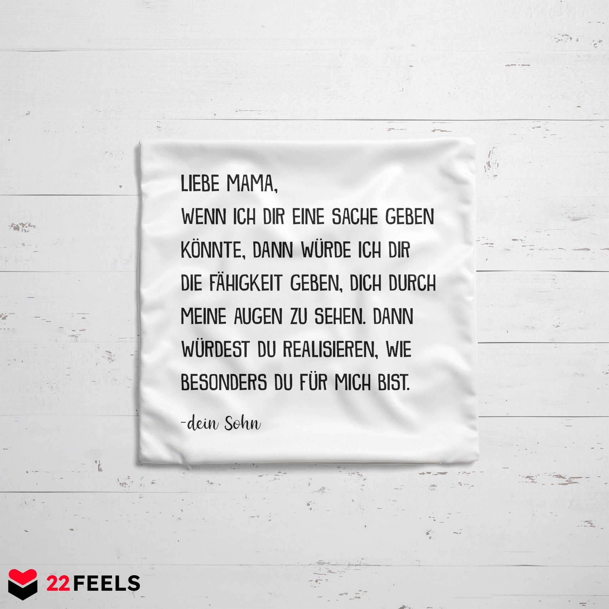 22Feels® Mama Geschenk vom Sohn - Kissen mit Spruch (Weiss 40x40cm)-Kissen Weiss 40x40-22Feels