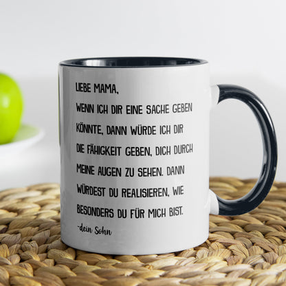 22Feels® Mama Geschenk von Sohn - Tasse mit Spruch (Weiss-Schwarz, 320ml)-TwoTone Tasse Weiss-Schwarz 320ml-22Feels
