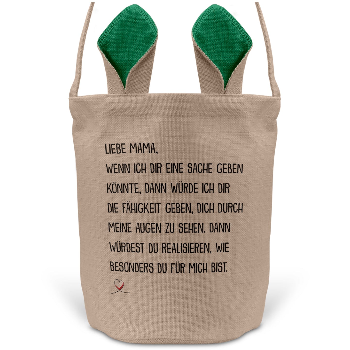 22Feels® Mama Osterkorb Mutter mit Henkel Ostergeschenk Tragetasche Ostern Deko Osternest Körbchen Hasenohren (Beige/Grün)-Ostern Tragetasche-22Feels