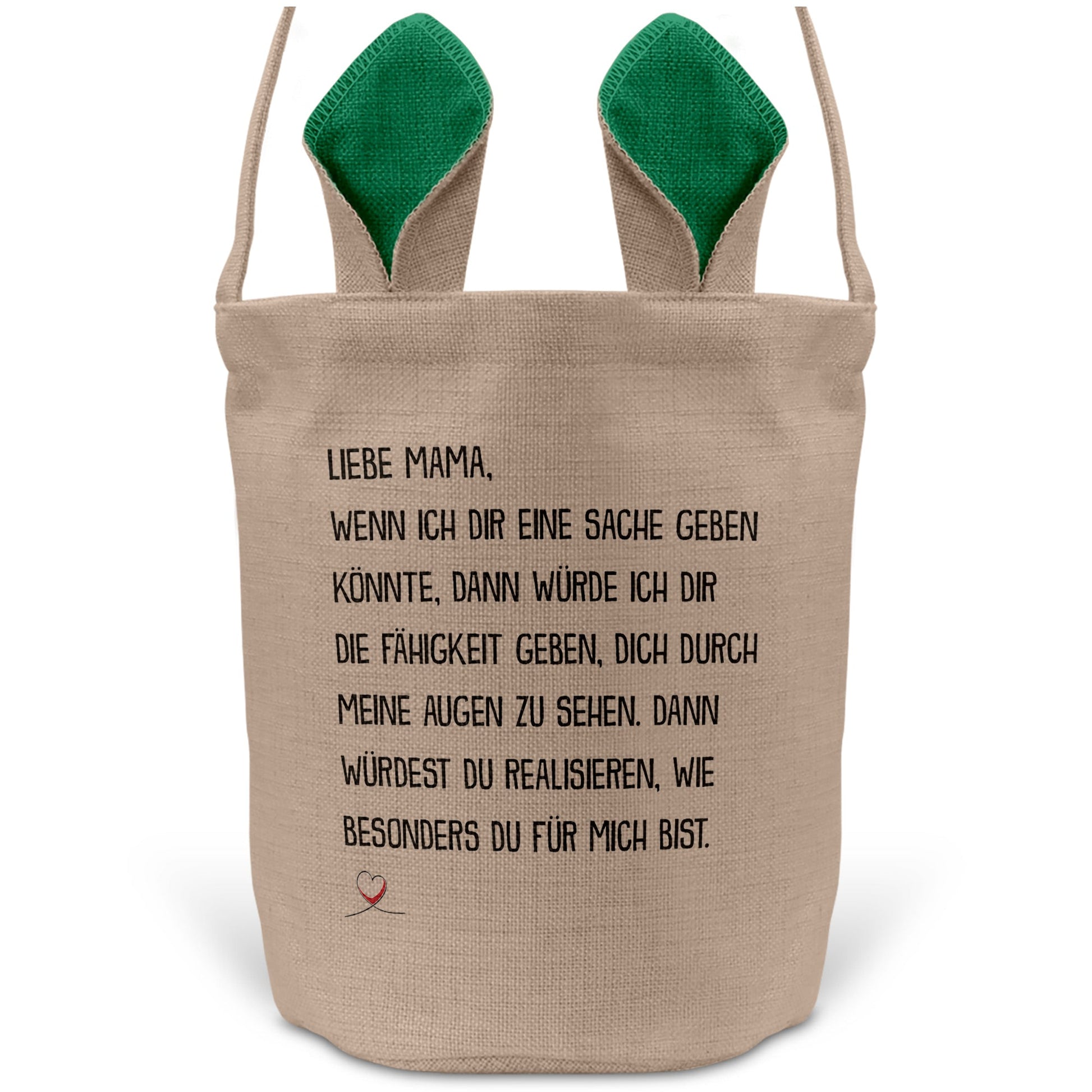 22Feels® Mama Osterkorb Mutter mit Henkel Ostergeschenk Tragetasche Ostern Deko Osternest Körbchen Hasenohren (Beige/Grün)-Ostern Tragetasche-22Feels