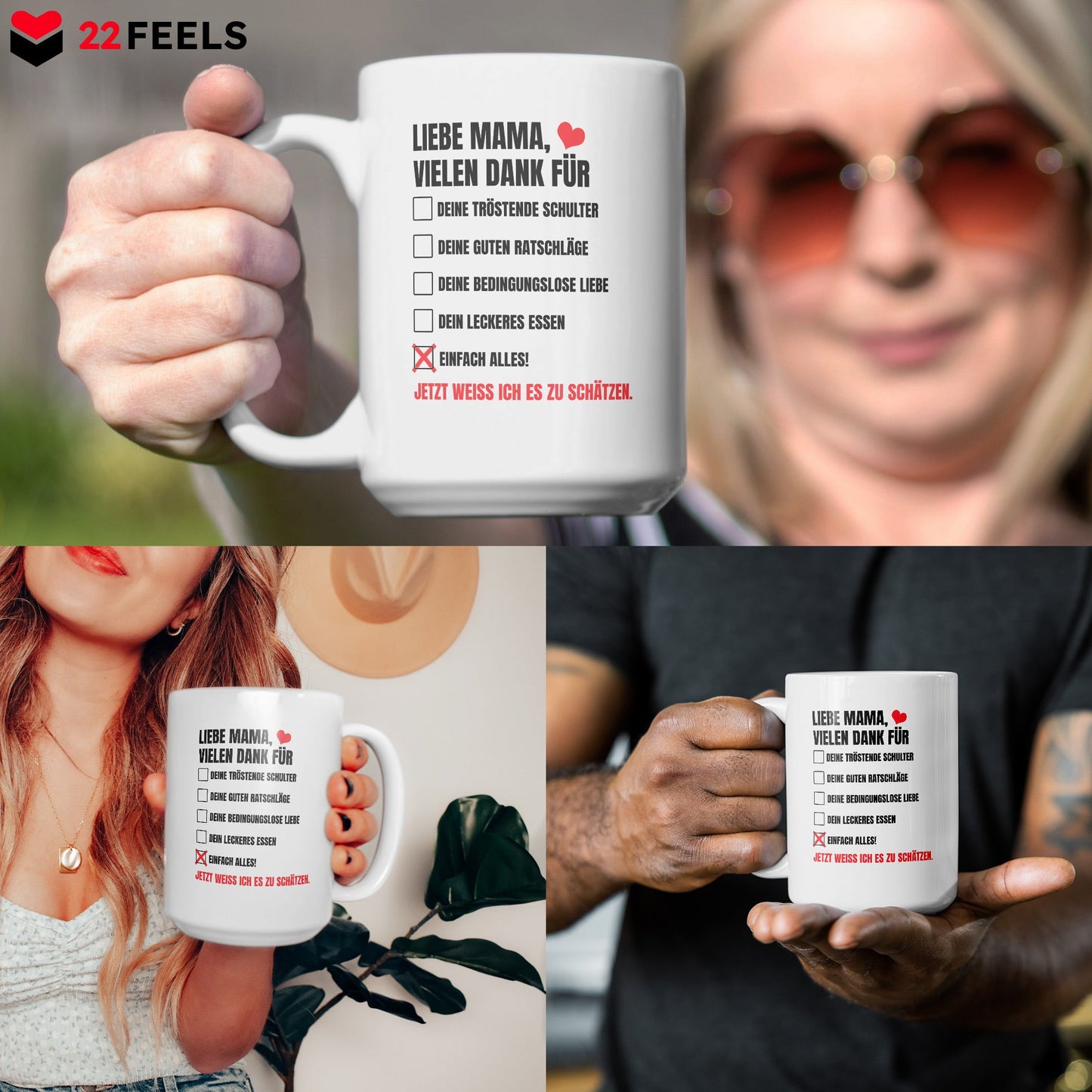 22Feels® Mama Geschenk - XL Tasse mit Spruch (Weiss, 440ml)-Weisse XL Tasse 440ml-22Feels