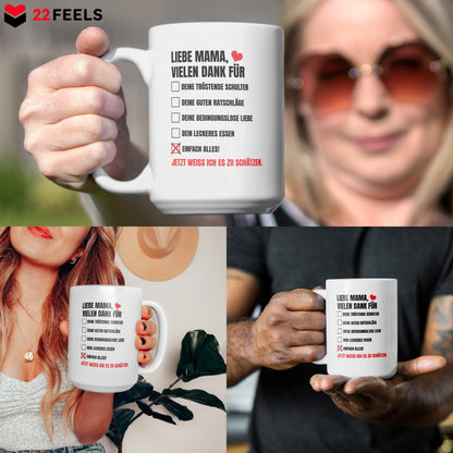 22Feels® Mama Geschenk - XL Tasse mit Spruch (Weiss, 440ml)-Weisse XL Tasse 440ml-22Feels