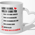 22Feels® Geschenk für Mamas - Tasse mit Spruch: Vielen Dank (Herzhenkel, Weiss, 320ml)-Tasse Weiss Herzhenkel 320ml-22Feels